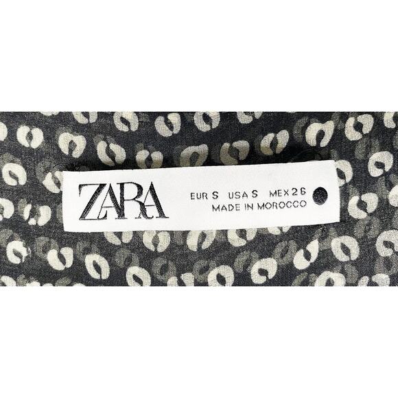 Zara Women's Draped Ruched Mini Dress Puff Long Sleeve Sheer Lined Polka Dot - Picture 11 of 13